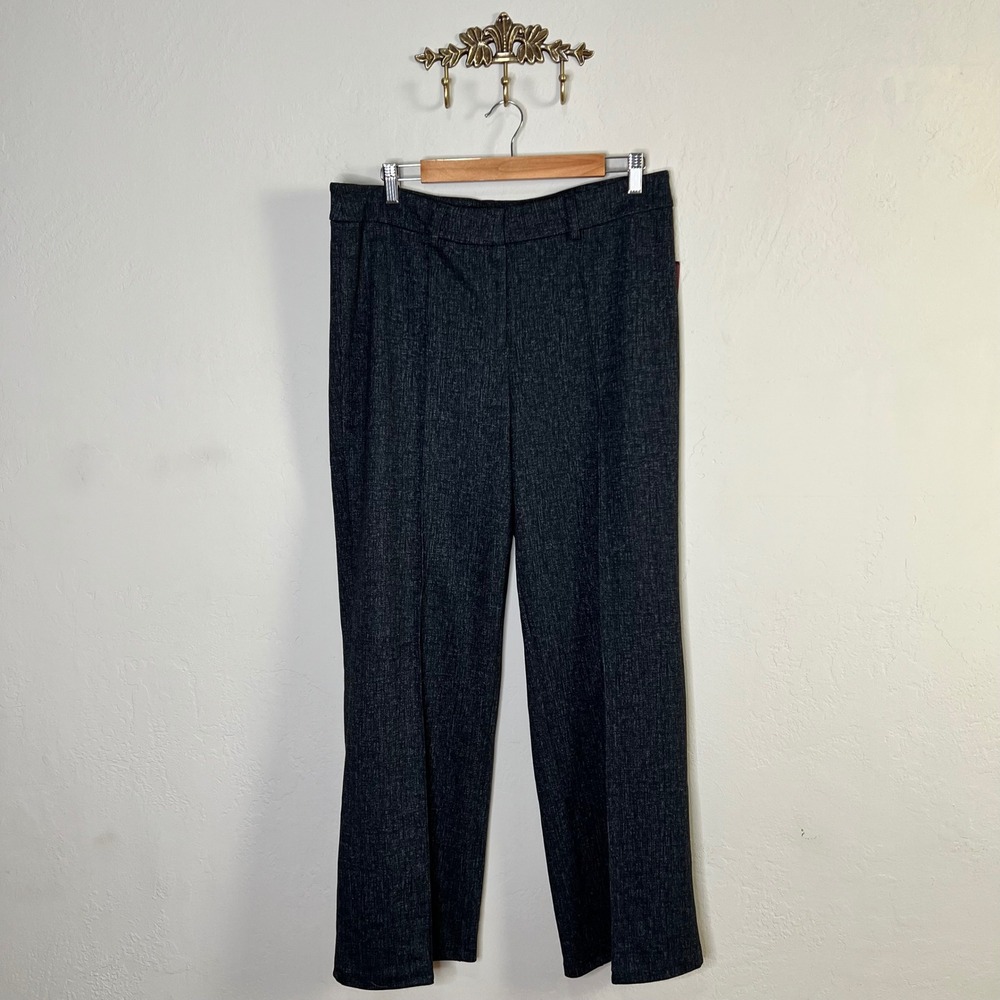 Love Scarlett Pants Scratch Print Women Size 12 Grey Stretch Straight Leg NEW